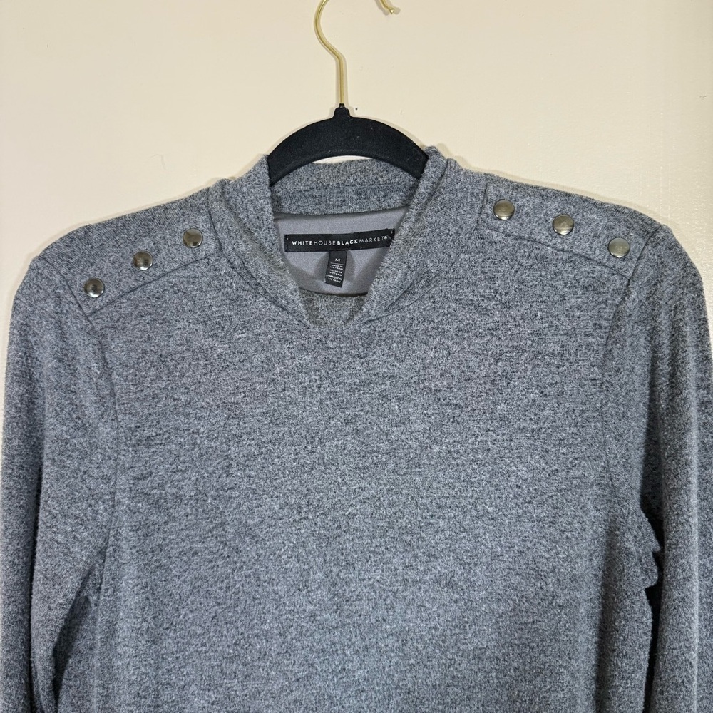 White House Black Market Long Sleeve Mock Neck Gray Dress size Medium - Picture 3 of 7
